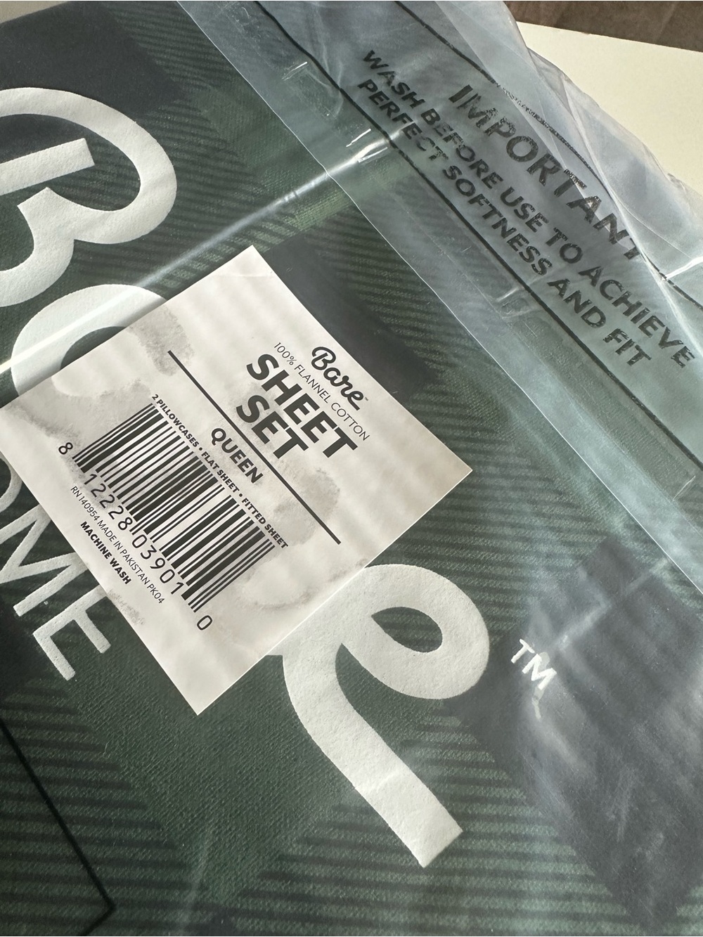 New Bare Home Queen Bedding Set Green and Black Buffalo Plaid - Picture 4 of 7